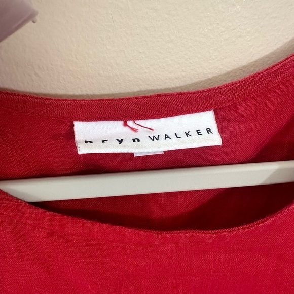 Bryn Walker tunic top red 100% linen lagenlook dress knee length size M - Picture 4 of 15